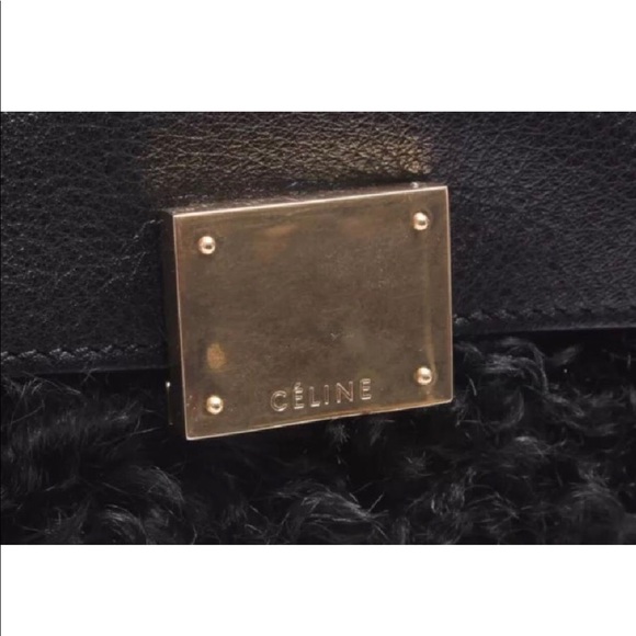 Celine Trapeze Leather And Shearling Satchel - Picture 5 of 7